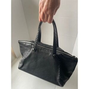 Bottega Veneta Vintage Intrecciato leather satchel handbag black luxury soft